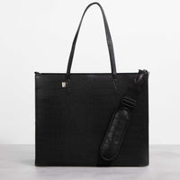 The Large Work Tote in Black Croc