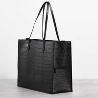 The Large Work Tote in Black Croc