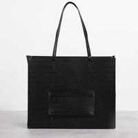 The Large Work Tote in Black Croc