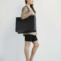 The Large Work Tote in Black Croc