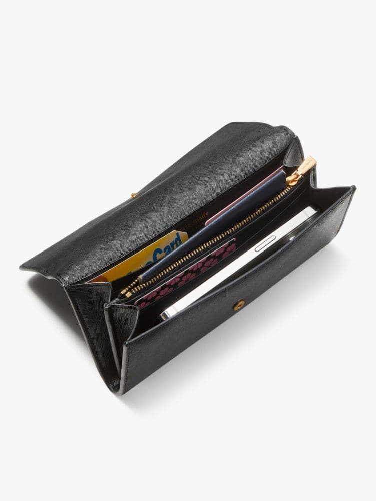 Morgan Bow Embellished Flap Continental Wallet
