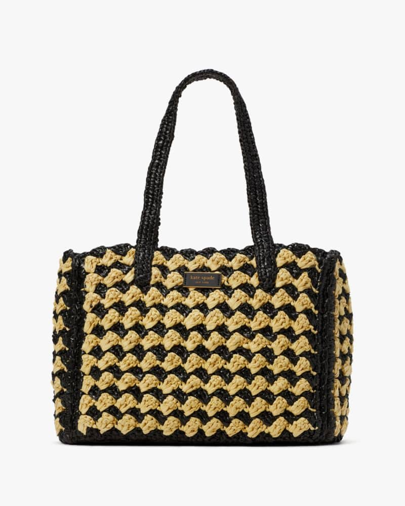 High Tide Striped Crochet Raffia Medium Tote