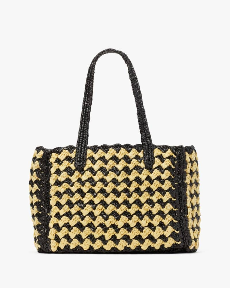 High Tide Striped Crochet Raffia Medium Tote