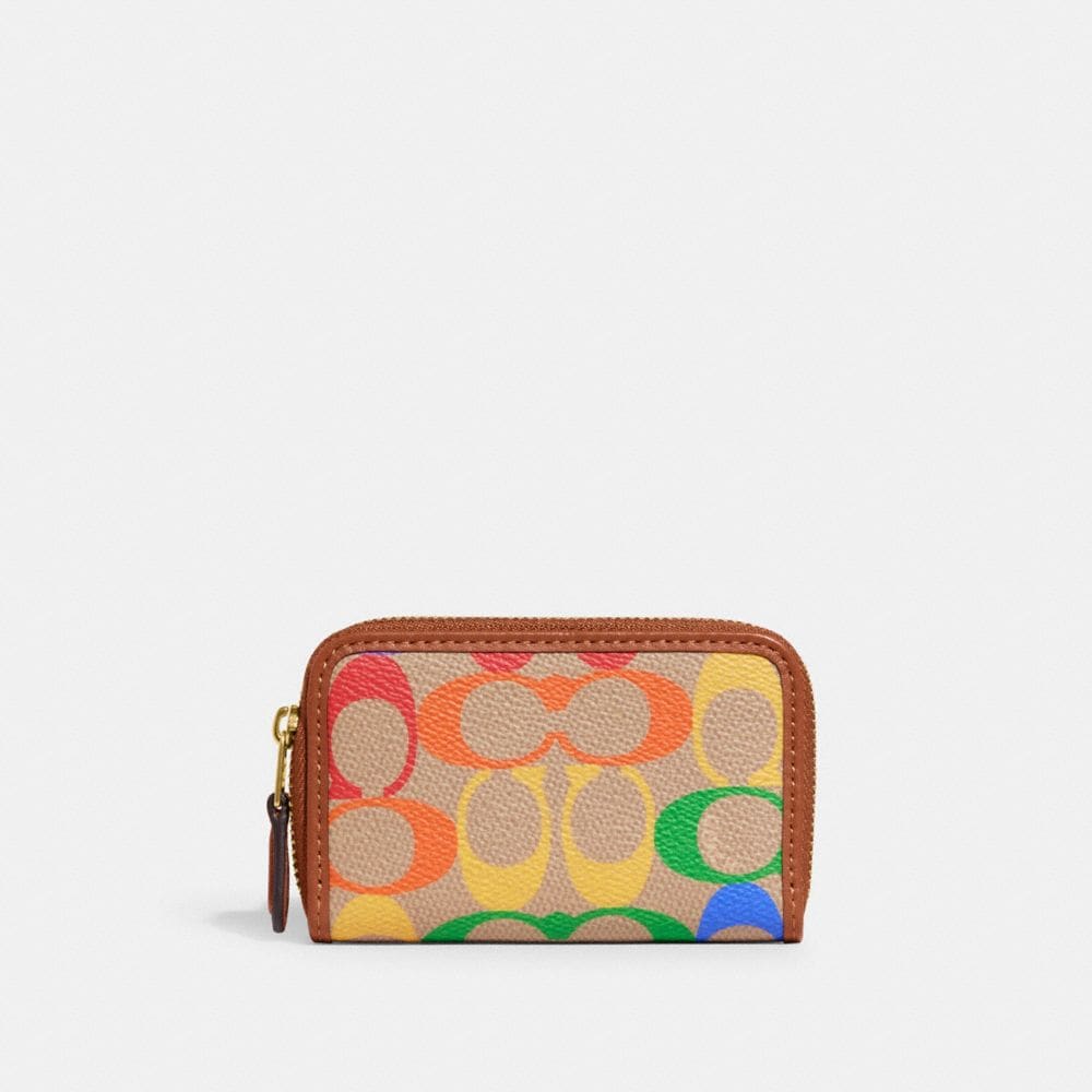 Small Zip Around Card Case In Rainbow Signature Canvas