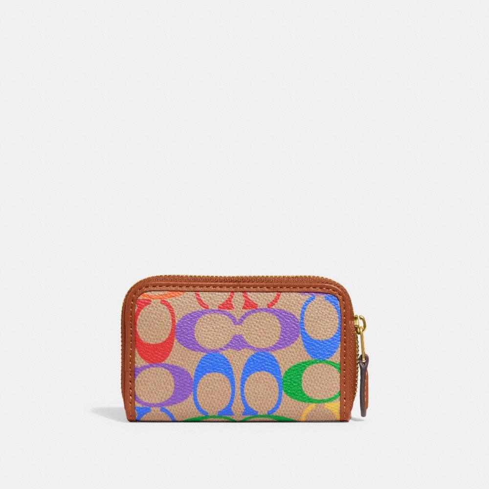 Small Zip Around Card Case In Rainbow Signature Canvas