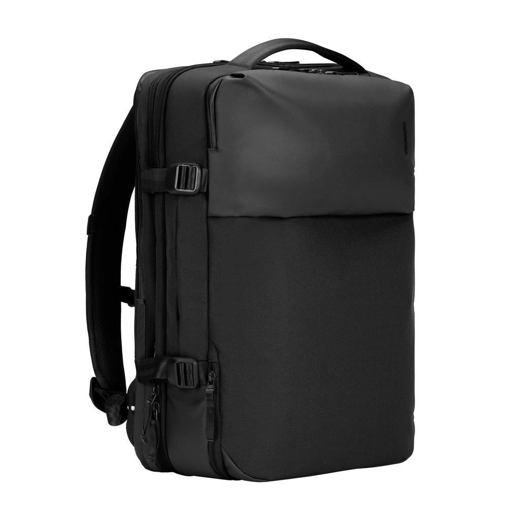 Minimalist laptop backpack for work and travel with luggage sleeve