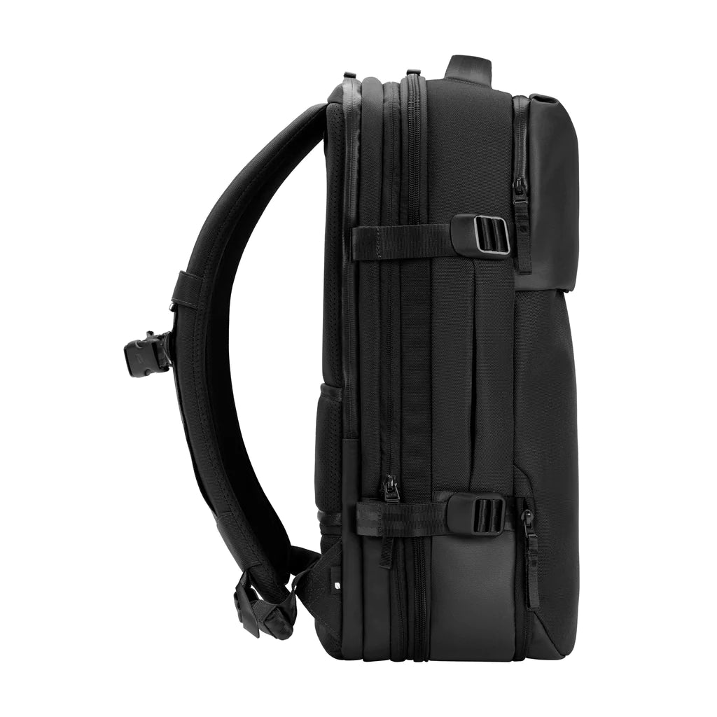 Minimalist laptop backpack for work and travel with luggage sleeve