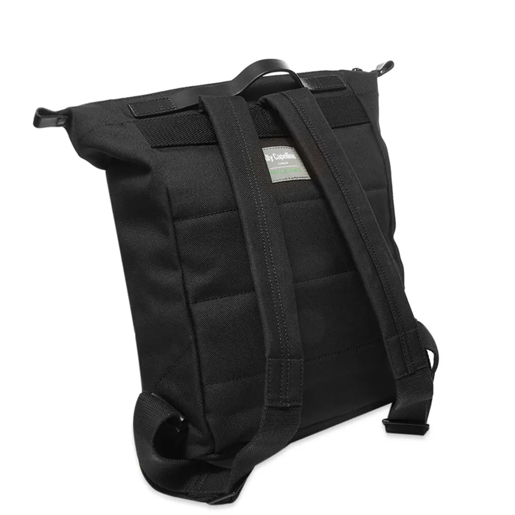 Recycled material minimalist backpack with leather