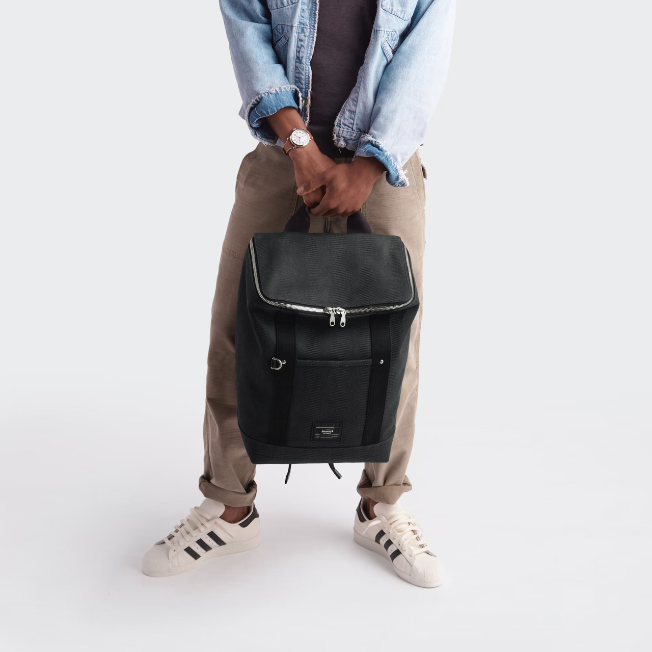 Canvas laptop backpack for work and travel that stands up