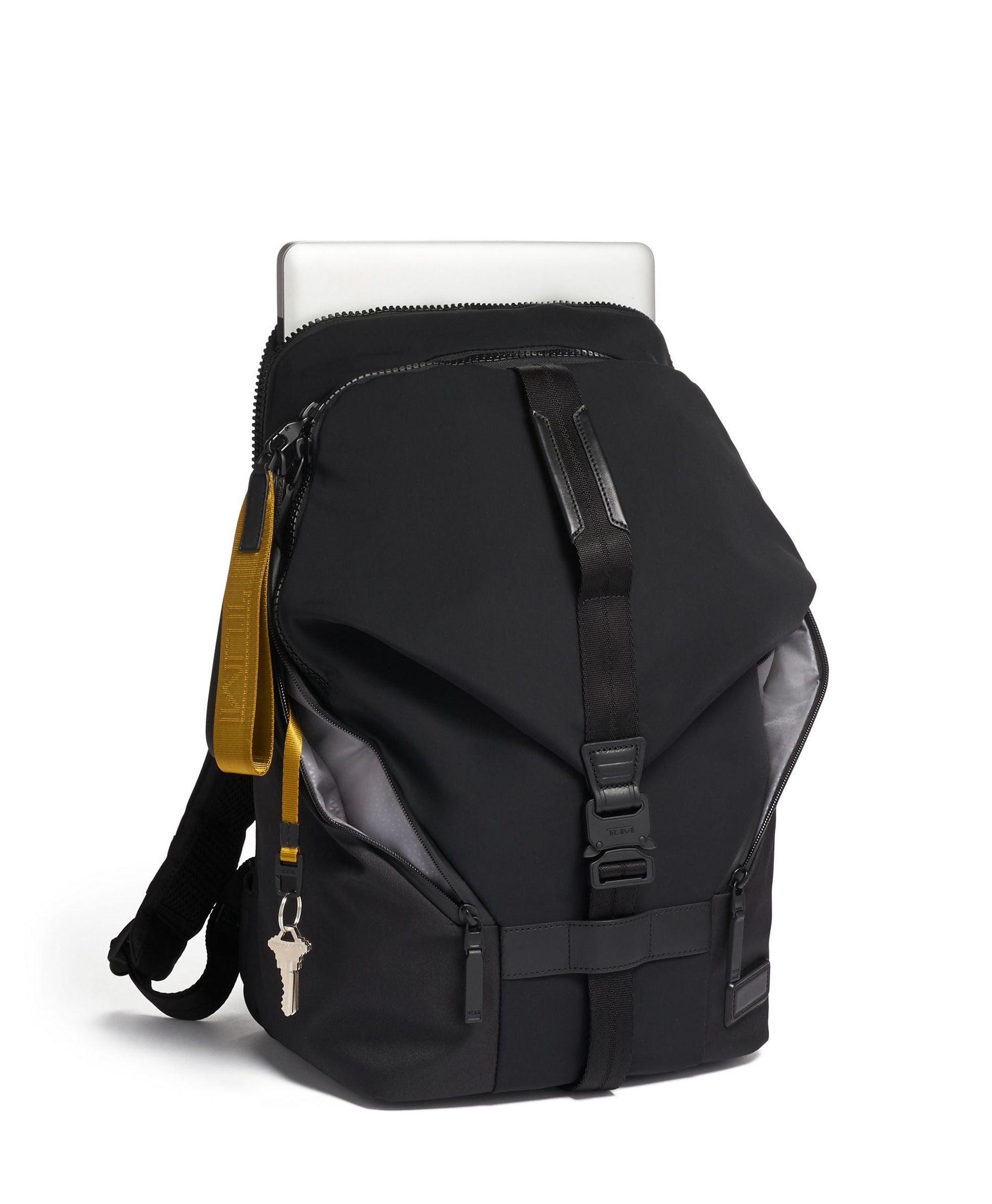 Waterproof backpack with leather trim for laptop and travel